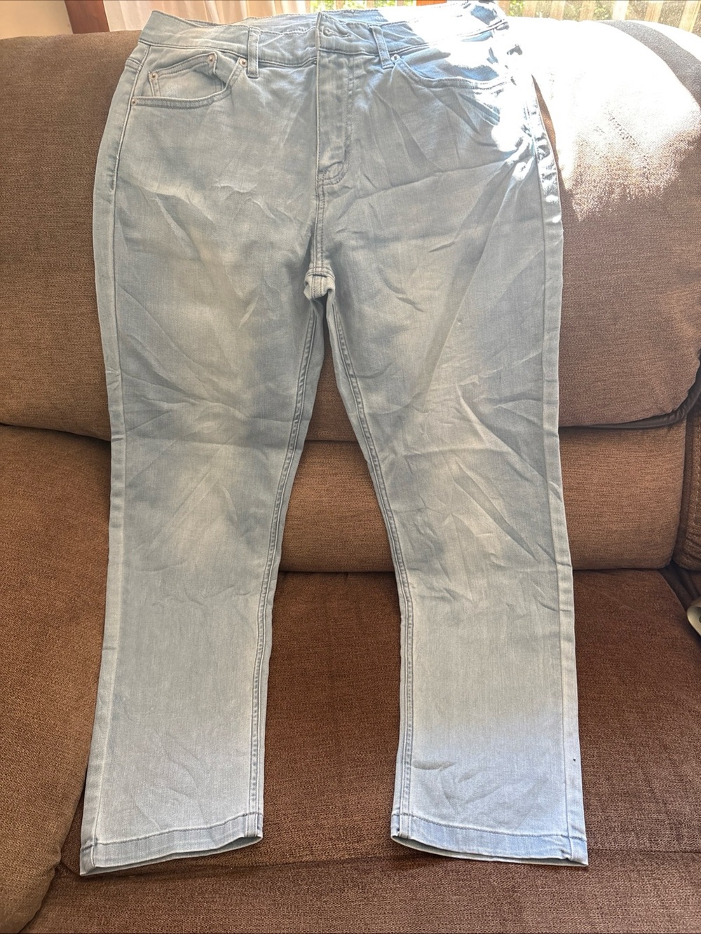 Mugsy Jeans Mens 32x30 Blue Light Wash Grands Stretch Casual Straight Leg